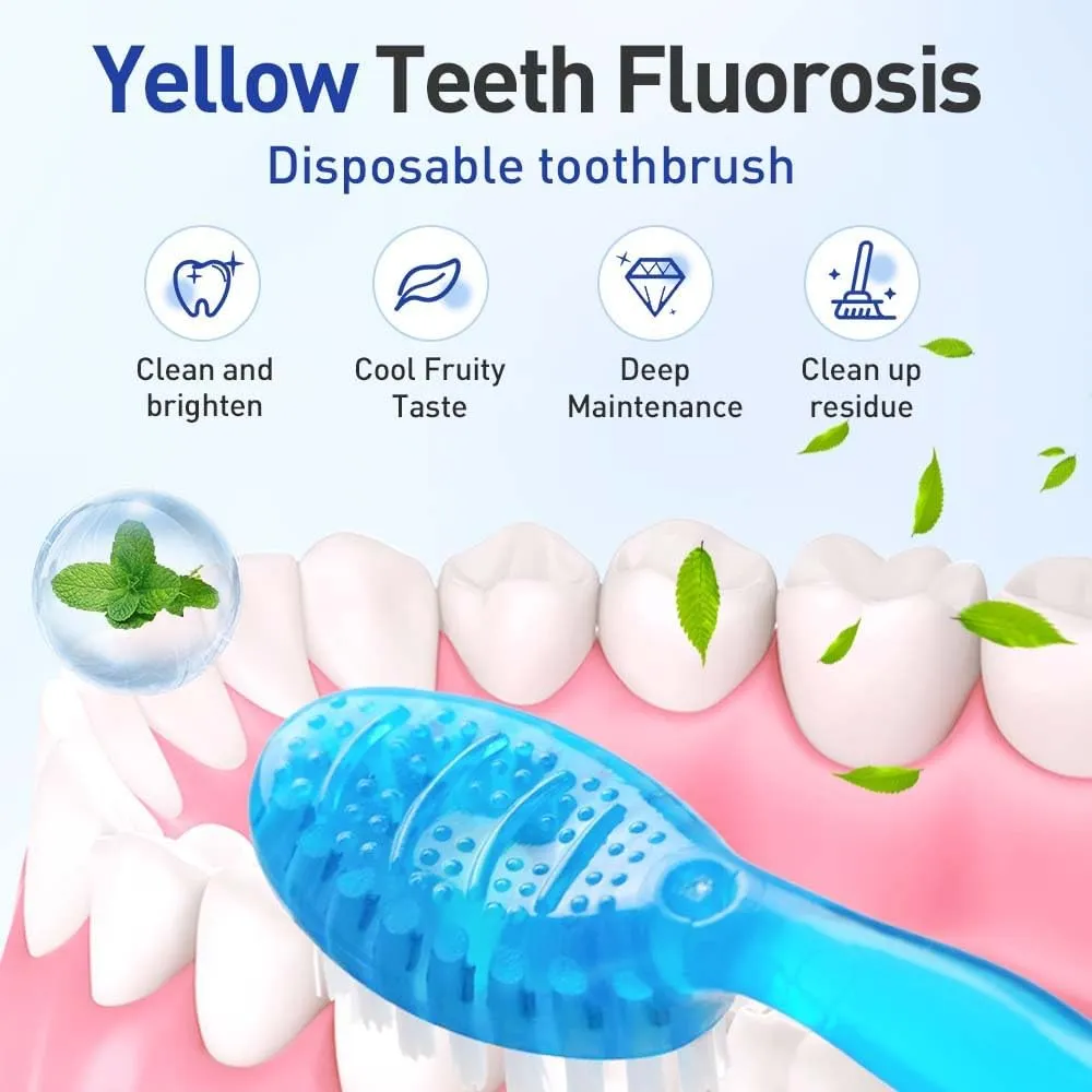 2025 New 5 in 1 Mini Toothbrush Set, Upgrade 5 in 1 Mini Toothbrush & Floss & Tongue Scraper & Toothpick Set, Disposable Mini Toothbrushes with Toothpaste Portable Oral Care for Travel Work (2)