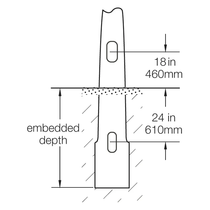 22' Above Grade   4' Below Grade, Round Tapered Fiberglass, Direct Burial Light Pole