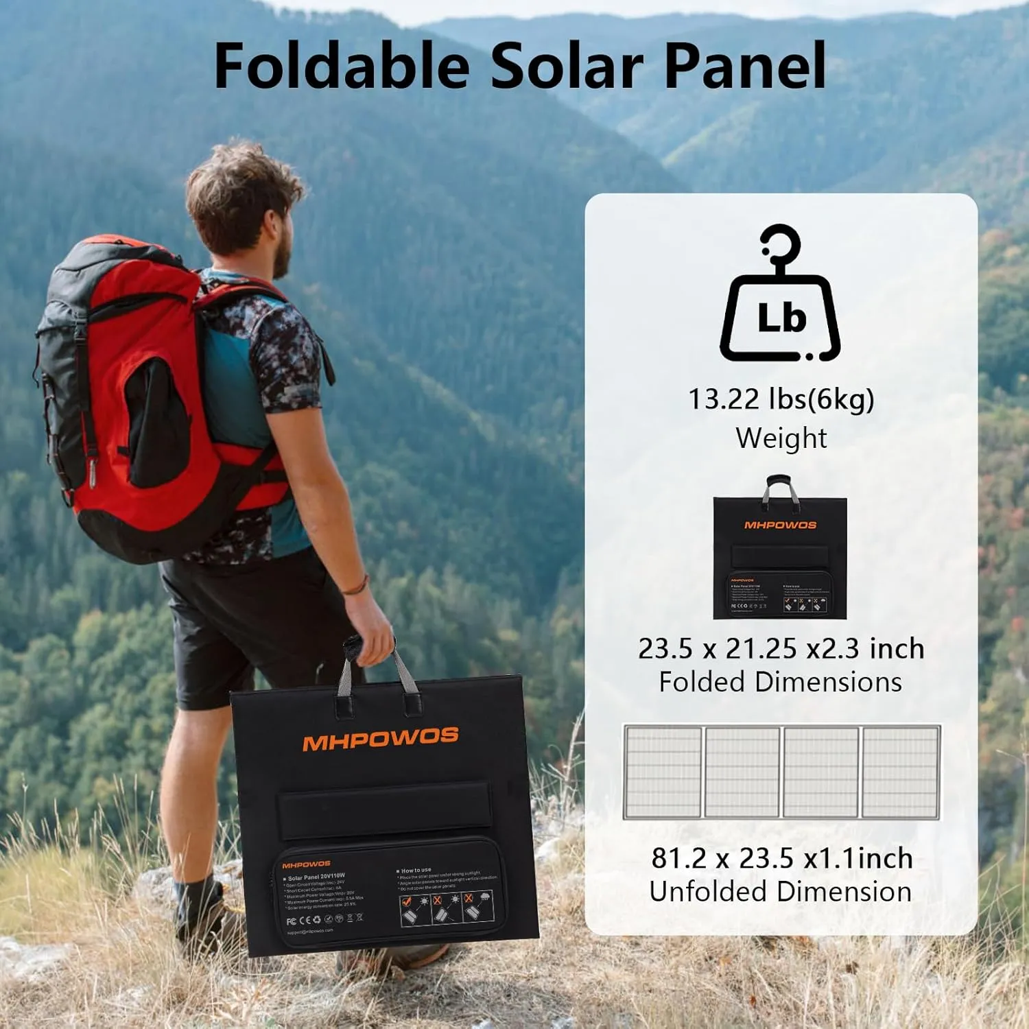 220W Portable Solar Panel, Foldable 220 Watt 40V Solar Charger, IP67 Waterproof for Outdoor Camping, Portable Power Station, RV