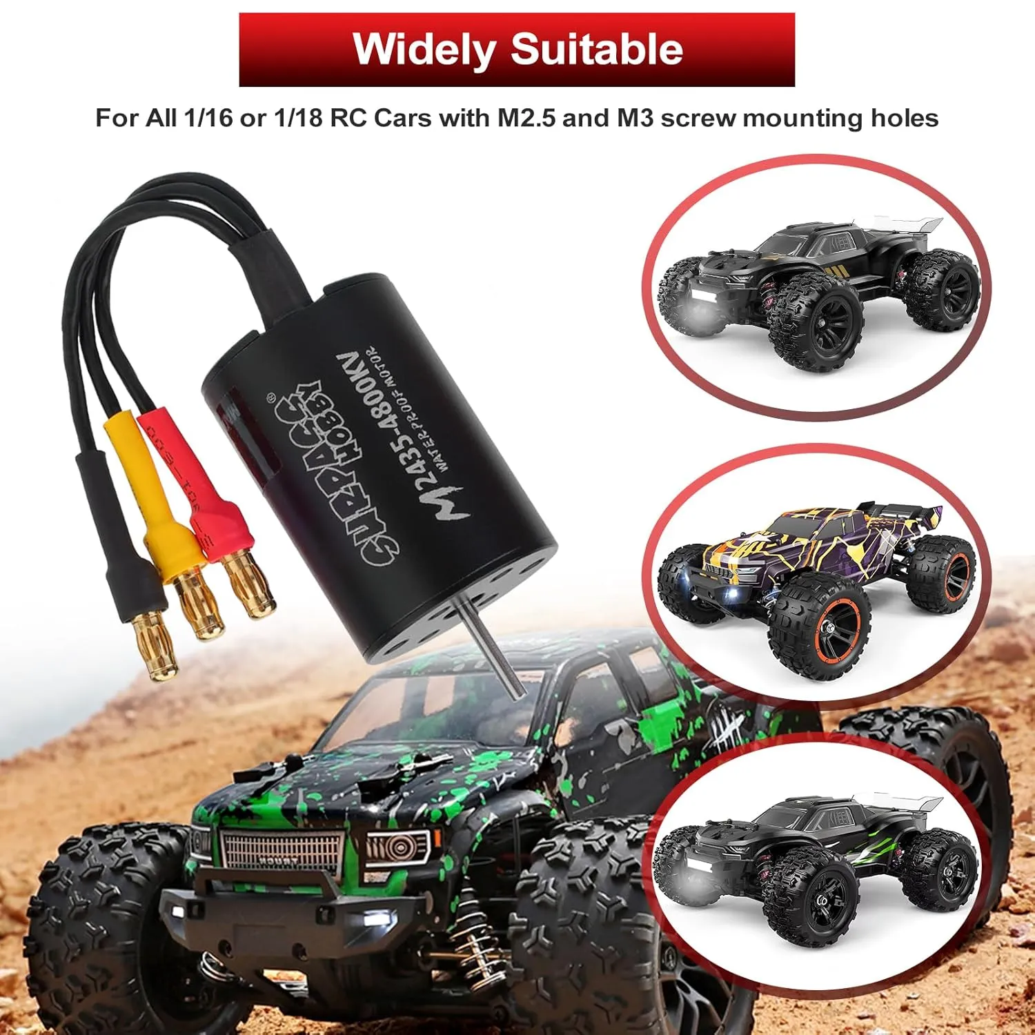 2435 4800KV Brushless Motor 35A ESC Combo, Waterproof Surpass Hobby Sensorless Motor and Electric Speed Controller for 1/16 1/14 RC Car Truck