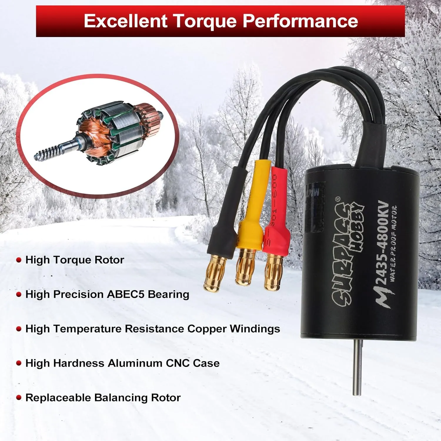 2435 4800KV Brushless Motor 35A ESC Combo, Waterproof Surpass Hobby Sensorless Motor and Electric Speed Controller for 1/16 1/14 RC Car Truck