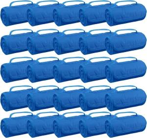 25 Ct of Roll-Up Blankets for Camping, Travel, Outdoors, Beach, Picnics – Royal Blue – Hook   Loop Closure for Easy Use in Cars & on Airplanes – Customizable for Promotions & Events