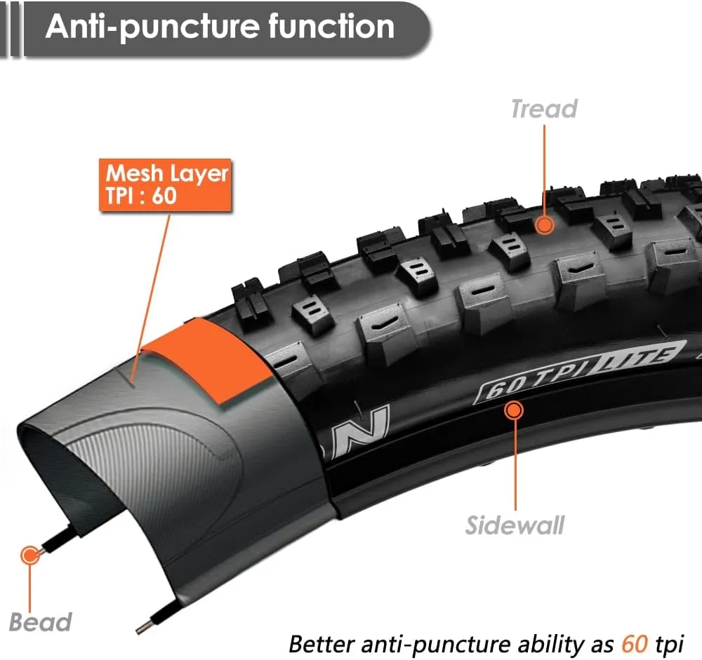 26/27.5/29 x2.25 inch Bike Tires Pair Mountain Bike Tires 60 TPI Foldable Kevlar High Grade Made Bicycle Tires Pack of 2