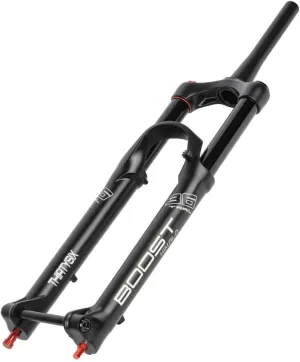 27.5/29 Mountain Bike Suspension Fork Travel 160mm Double Air Bike Fork Boost 110 * 15mm Thru Axle 1-1/2'' Tapered Fork Rebound Adjustable Manual Lockout(Black,27.5'')