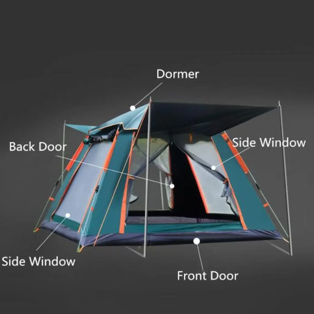 3-4 Person Quick Automatic Opening Outdoor Camping Tent Family Tourist Tent Large Space Sun Shelter Tents