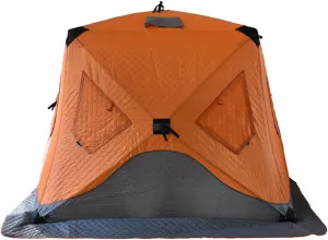 3-4 Person Winter Fishing Tent Thickened Warm Cotton Tent Outdoor Camping Tourist Tent Detachable Ventilated Windows & Door for Ice Fishing (Orange 3~4 People)
