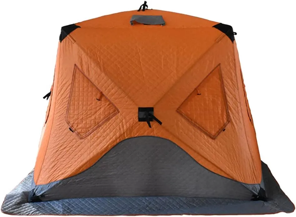 3-4 Person Winter Fishing Tent Thickened Warm Cotton Tent Outdoor Camping Tourist Tent Detachable Ventilated Windows & Door for Ice Fishing (Orange 3~4 People)