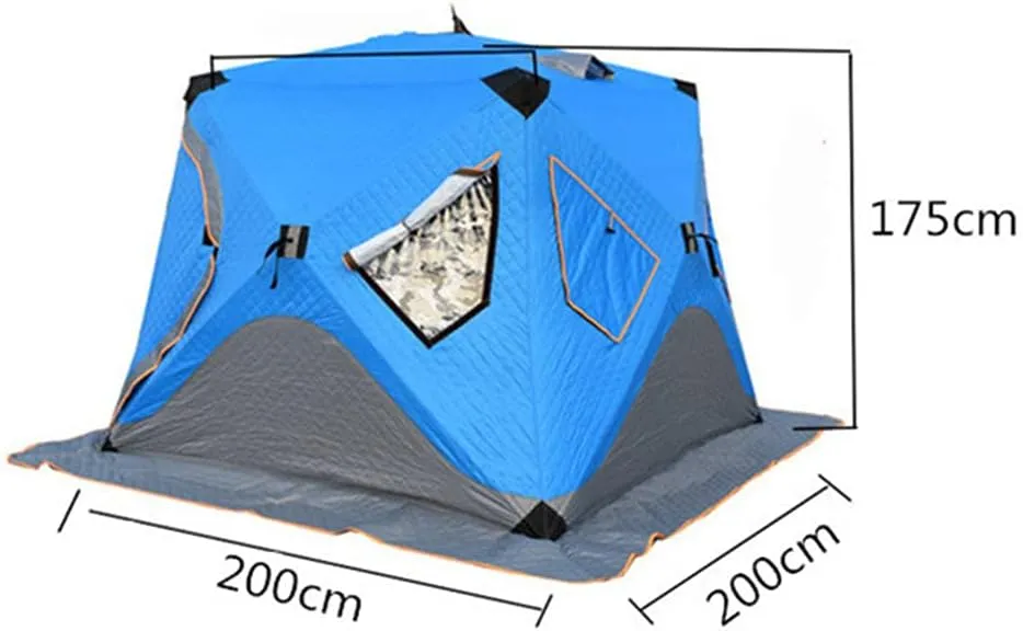 3-4 Person Winter Fishing Tent Thickened Warm Cotton Tent Outdoor Camping Tourist Tent Detachable Ventilated Windows & Door for Ice Fishing (Orange 3~4 People)