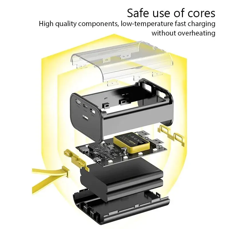3×18650 Power Bank Case with Night Light – Dual USB Charging DIY Battery Storage Box for iPhone & Xiaomi