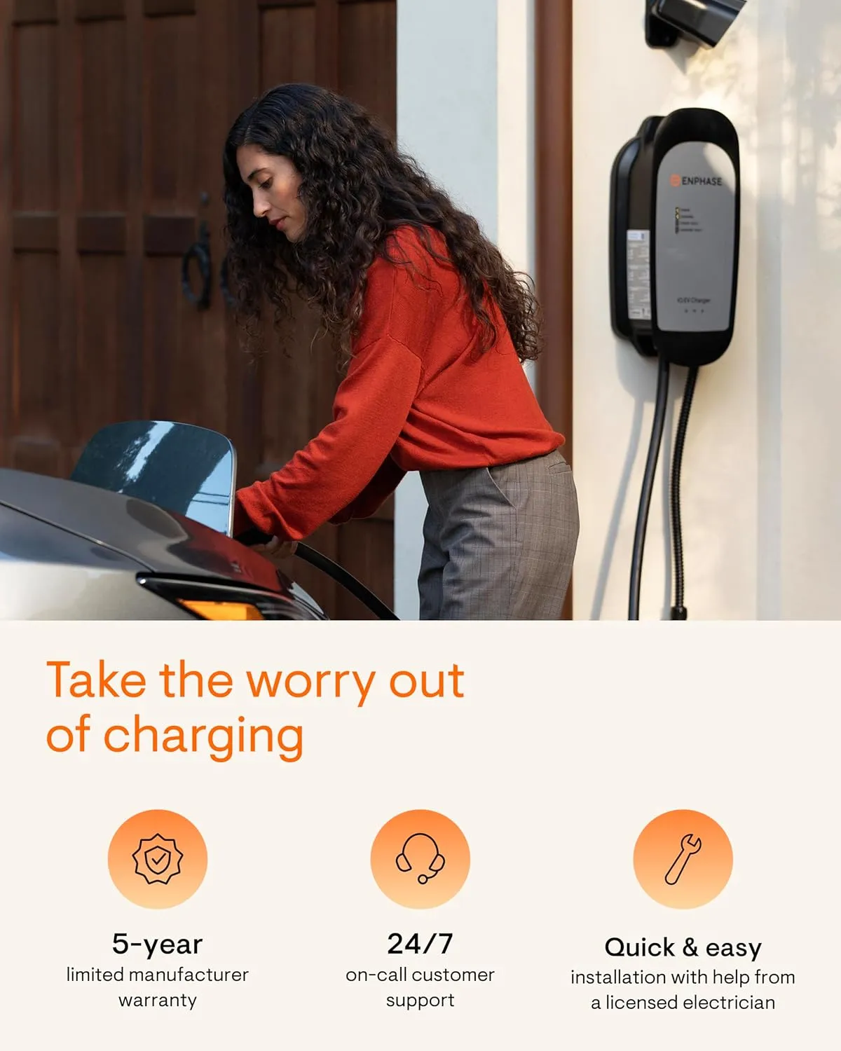 32 Amp Smart Level 2 EV Charger - Enphase IQ 40 (Formerly ClipperCreek), Hardwired, Electric Car Charger with J1772 Connector, 5-Year Warranty, 25ft Cable for Home Use