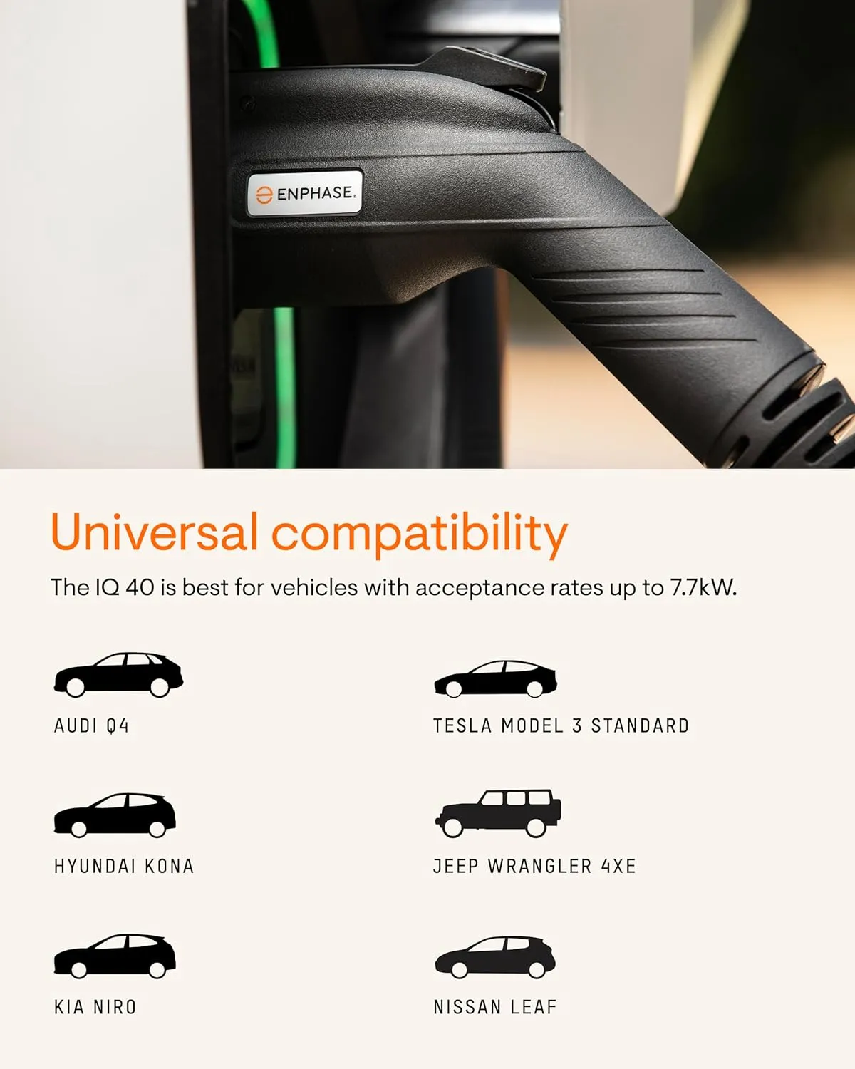 32 Amp Smart Level 2 EV Charger - Enphase IQ 40 (Formerly ClipperCreek), Hardwired, Electric Car Charger with J1772 Connector, 5-Year Warranty, 25ft Cable for Home Use