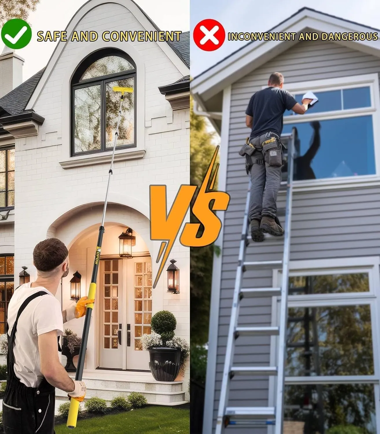 3.4-8 Telescopic Extension Pole,FT Multi-Purpose Aluminum Alloy Telescoping Rod with Flip-Lock Design, Sturdy for Painting Dusting, High House Maintenance, and Window Cleaning