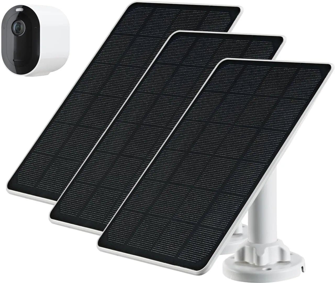 3pc Arlo Solar Panel Charger Compatible with Arlo Essential Spotlight/XL Spotlight Camera, 9.4ft Waterproof Charging Cable, 360°Adjustable Mount with Mico USB Cable, 7.5 * 6.4", 5W 5V