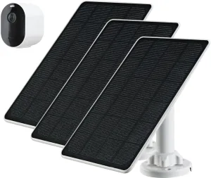 3pc Arlo Solar Panel Charger Compatible with Arlo Essential Spotlight/XL Spotlight Camera, 9.4ft Waterproof Charging Cable, 360°Adjustable Mount with Mico USB Cable, 7.5 * 6.4", 5W 5V