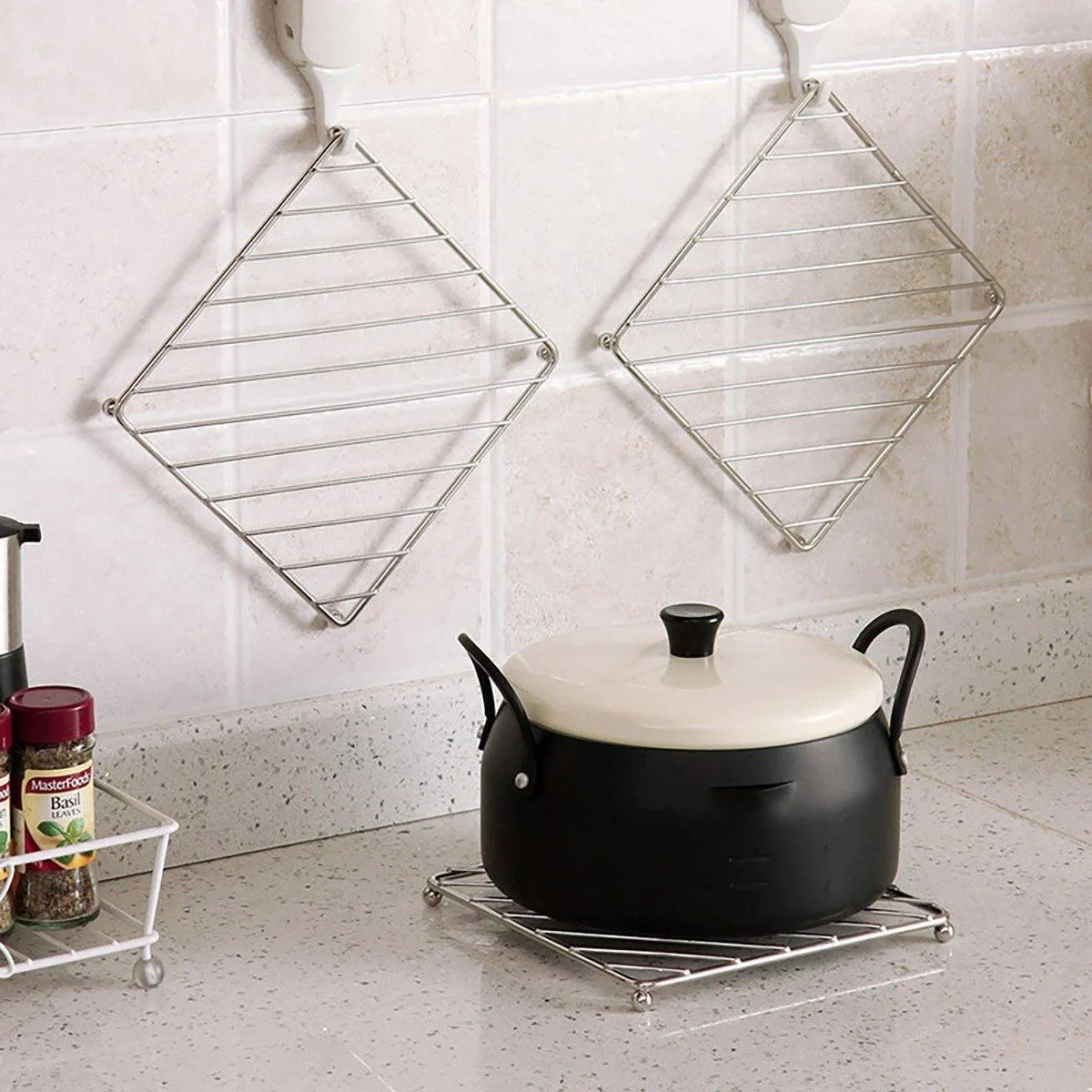 3PCS Kitchen Heat Insulation Mat Non Slip Pot Holder Anti Scalding Cooling Rack
