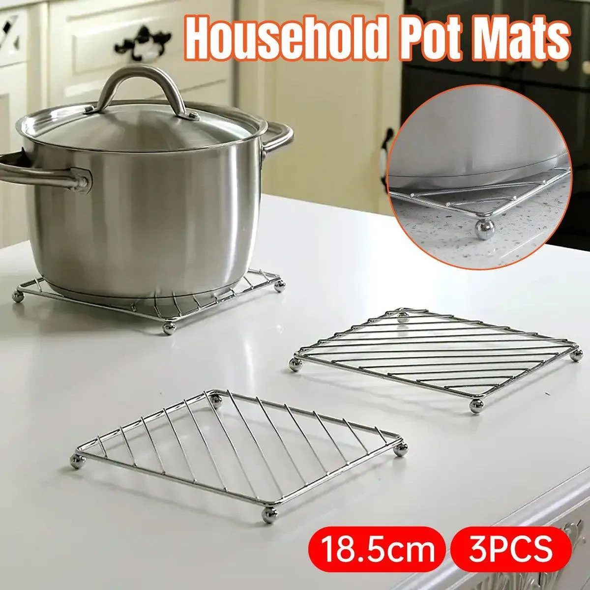 3PCS Kitchen Heat Insulation Mat Non Slip Pot Holder Anti Scalding Cooling Rack