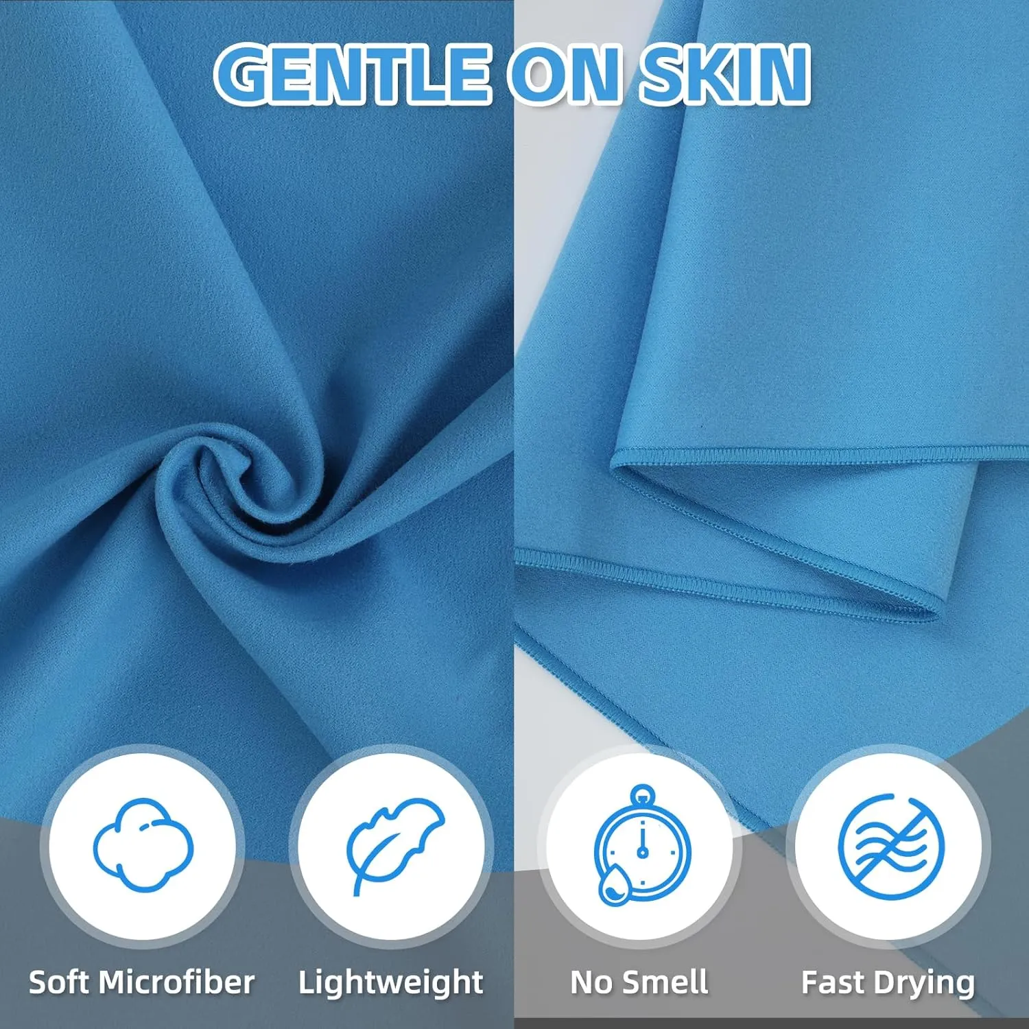 4 Pack Microfiber for Body S L XL Quick Dry Compact Absorbent Camping Towel for Travel Beach Swimming Pool Hiking Pack Yoga Gym Outdoor Sports(Blue)