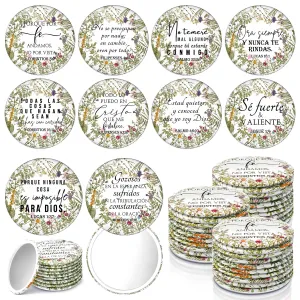 40 Pcs Mini Bible Verse Compact Mirrors Bulk Religious Christian Gifts Wildflower Theme Pocket Mirrors Portable Small Church Gifts for Women Spring Church Group Sunday School