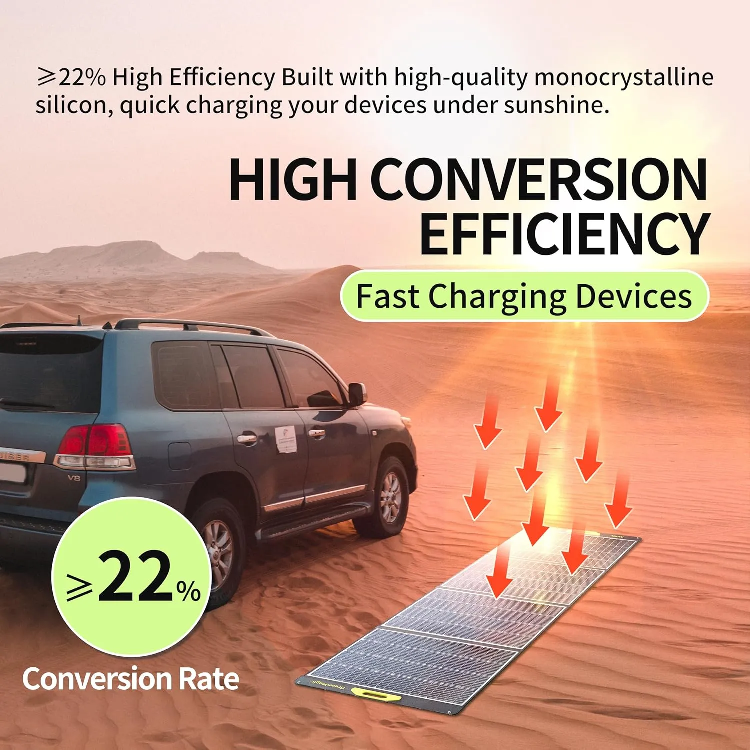 400W Portable Solar Panel, Greenmagic 400W 39V Foldable Portable Solar Panel Charger, with MC-4 Output Connector for Camping RVing Home Backup IP67 Waterproof with an Adjustable Kickstand