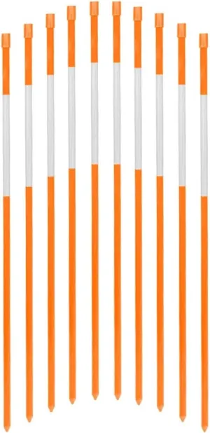 48-Inch Reflective Driveway Makers Orange 20Pcs, 5/16-Inch Dia Solid Fiberglass Poles Snow Stakes for Parking,Walkways Easy Visibility