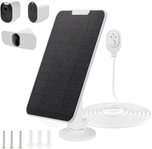4W Solar Panel Charger Compatible with Arlo Security Camera - Works with Pro 5S, Pro 4, Pro 3, Floodlight, Ultra 2 and Ultra Cameras,IP65 Waterproof,with 9.8ft Cable and 360° Adjustable Wall Mount
