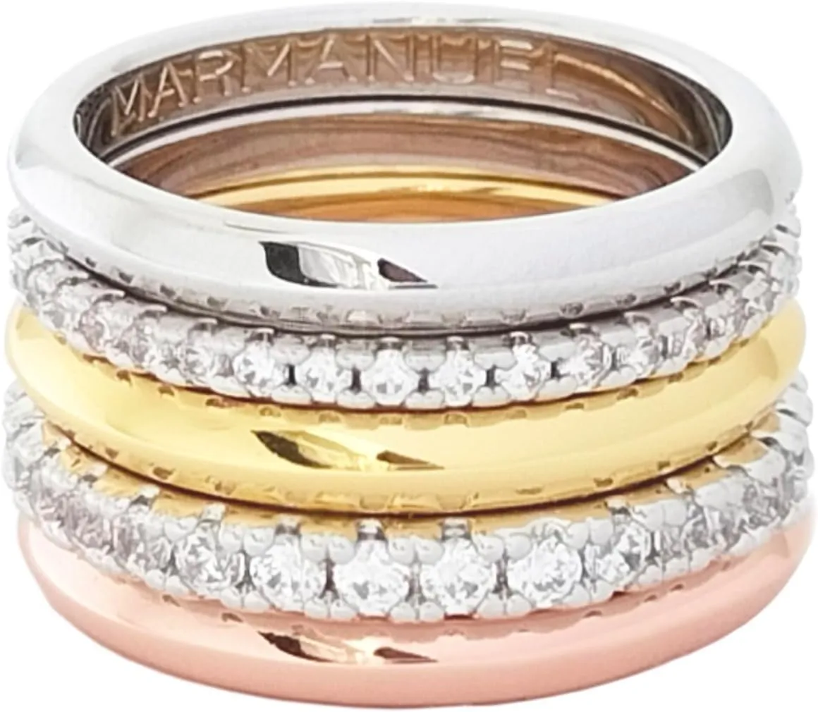5 Bands Stackable Rings for Women - 14K Gold Plated and Zirconia Stacking Rings, Tarnish Resistant, Elegant and Durable