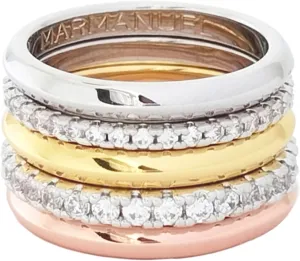 5 Bands Stackable Rings for Women - 14K Gold Plated and Zirconia Stacking Rings, Tarnish Resistant, Elegant and Durable