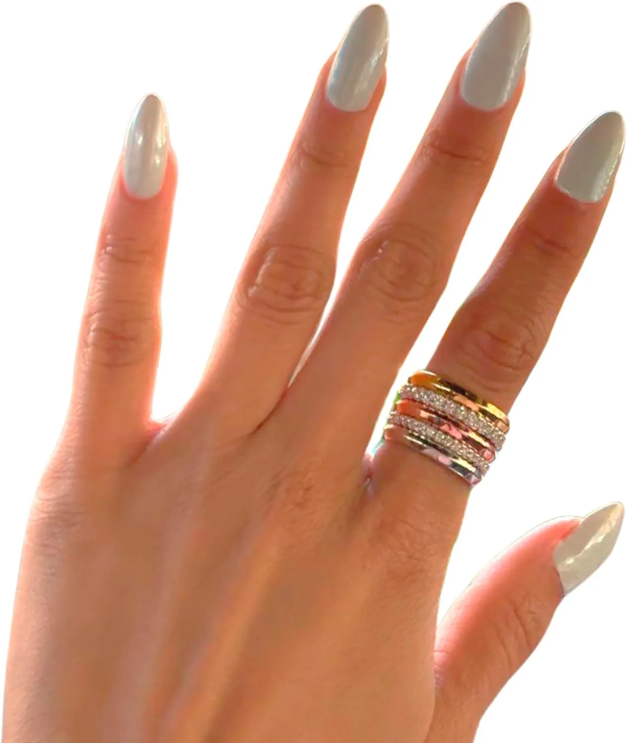 5 Bands Stackable Rings for Women - 14K Gold Plated and Zirconia Stacking Rings, Tarnish Resistant, Elegant and Durable