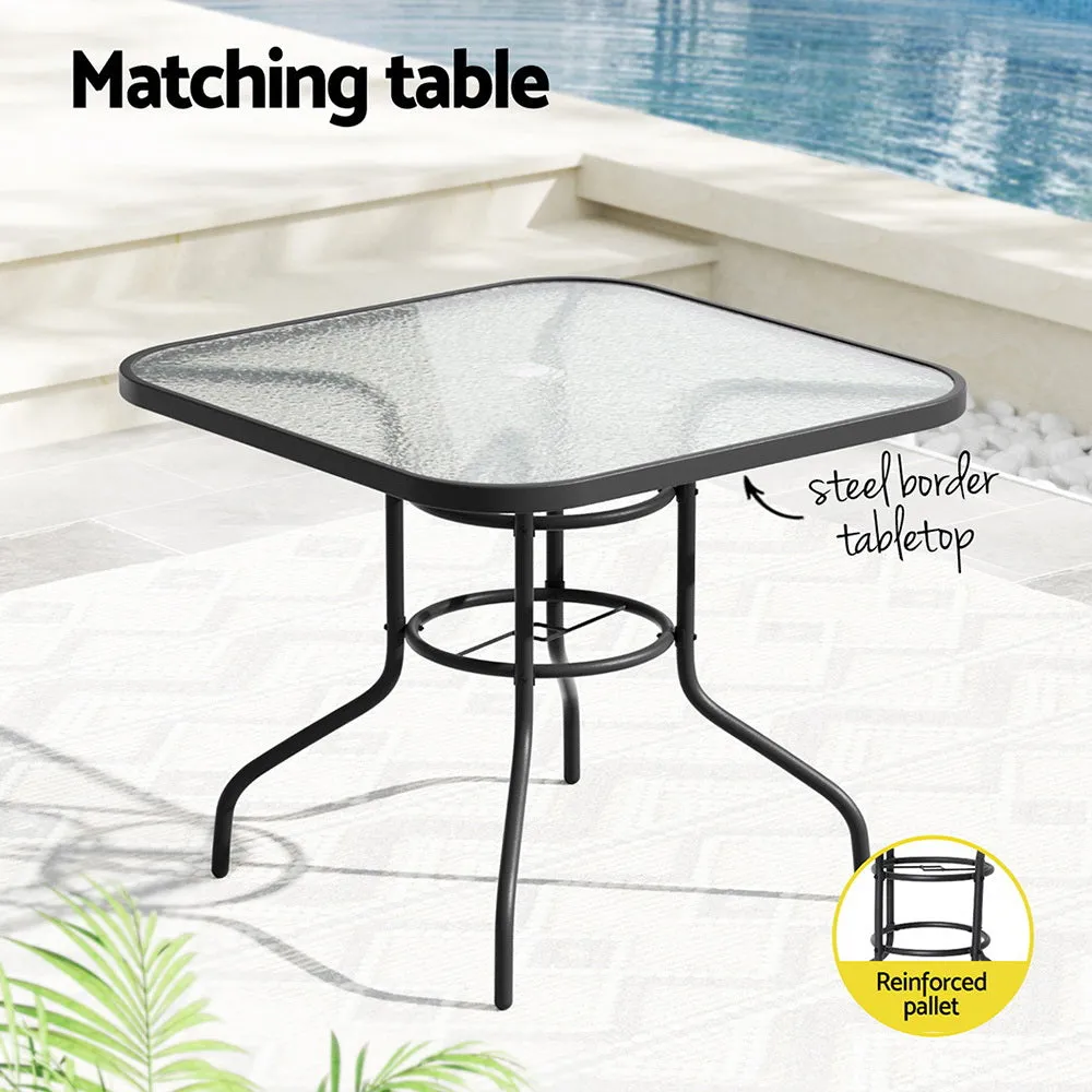 5 PC Steel & Rattan Outdoor Dining Set - Black