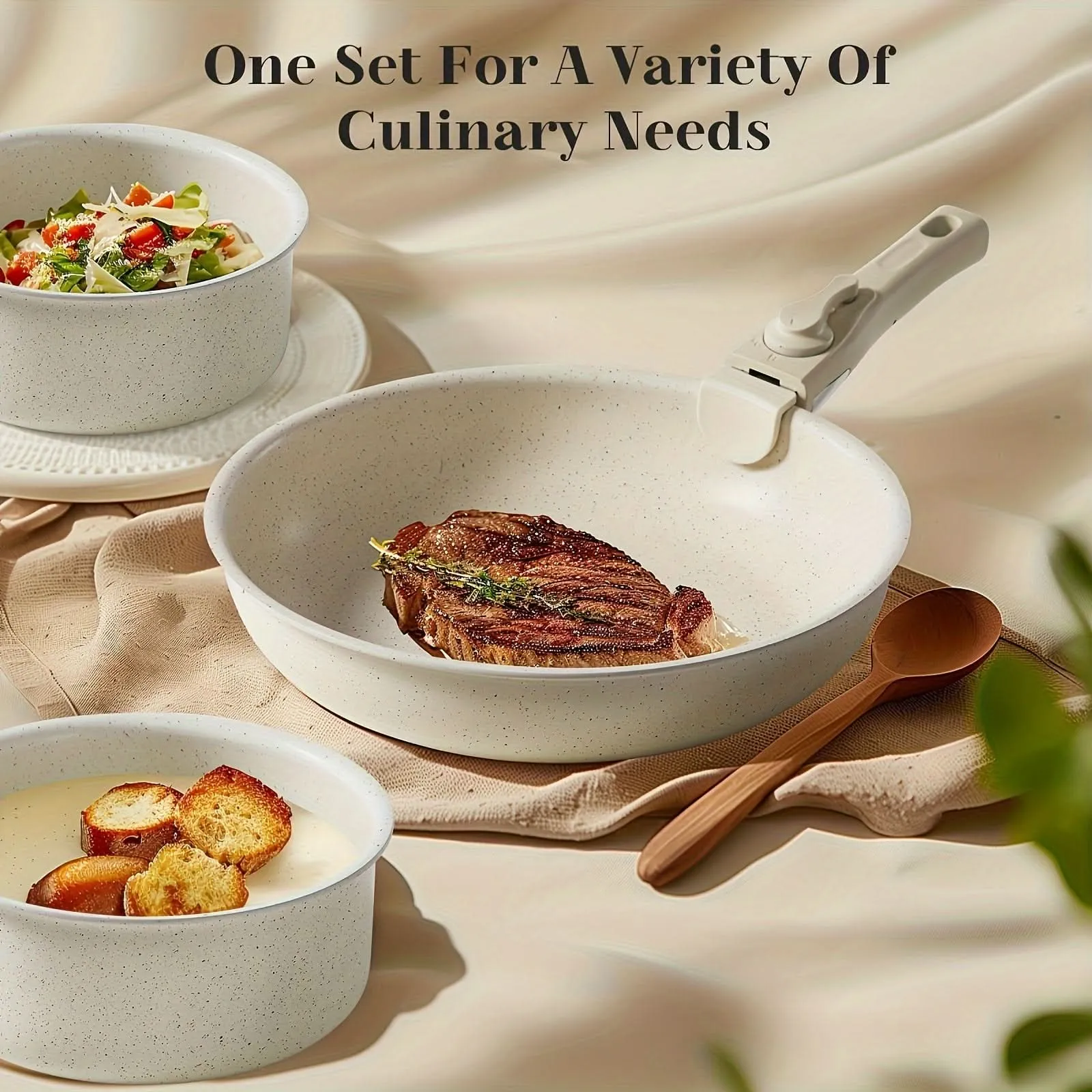 5-Piece Non-Stick Aluminum Cookware Set - Ivory