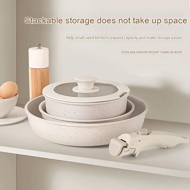 5-Piece Non-Stick Aluminum Cookware Set - Ivory