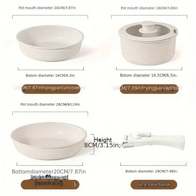 5-Piece Non-Stick Aluminum Cookware Set - Ivory