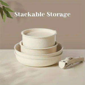 5-Piece Non-Stick Aluminum Cookware Set - Ivory