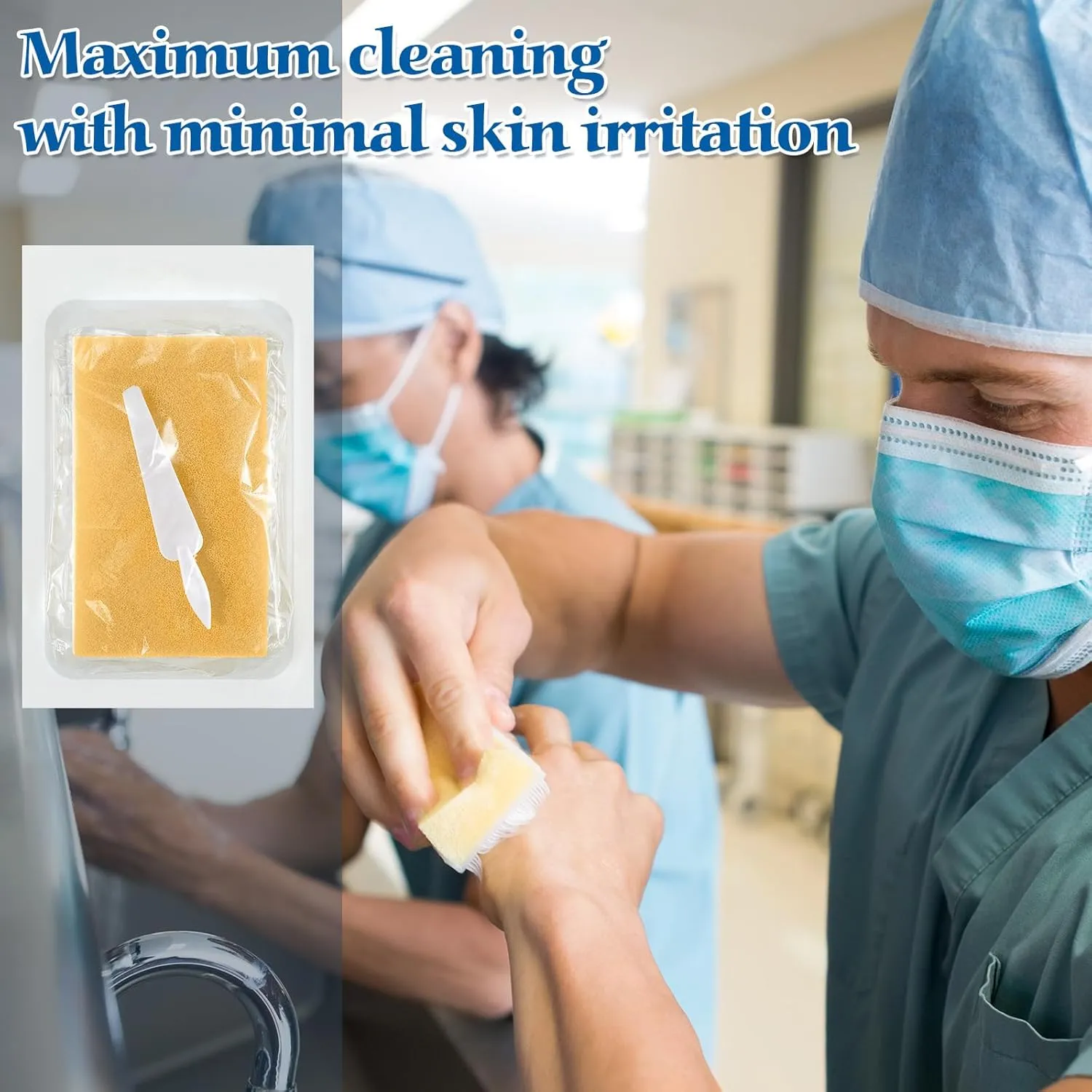 50 Pcs Surgical Hand Scrub Brush with Sponge Disposable Double Sided Cleaning Scrub Brush for Nails Sensitive Skin Wound Care Doctors Office Cat