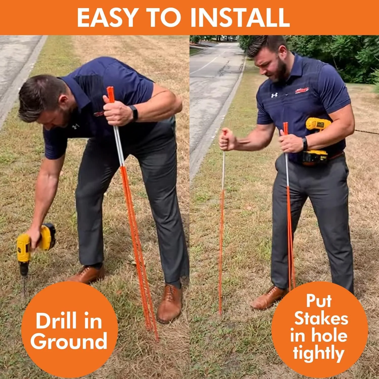 5ft Yellow Pro Snow Stakes - 60" x 5/16" Driveway Markers, Pointed Tip, Hy Viz Reflective Tape, Armor Cap (Choose Quantity) (50)