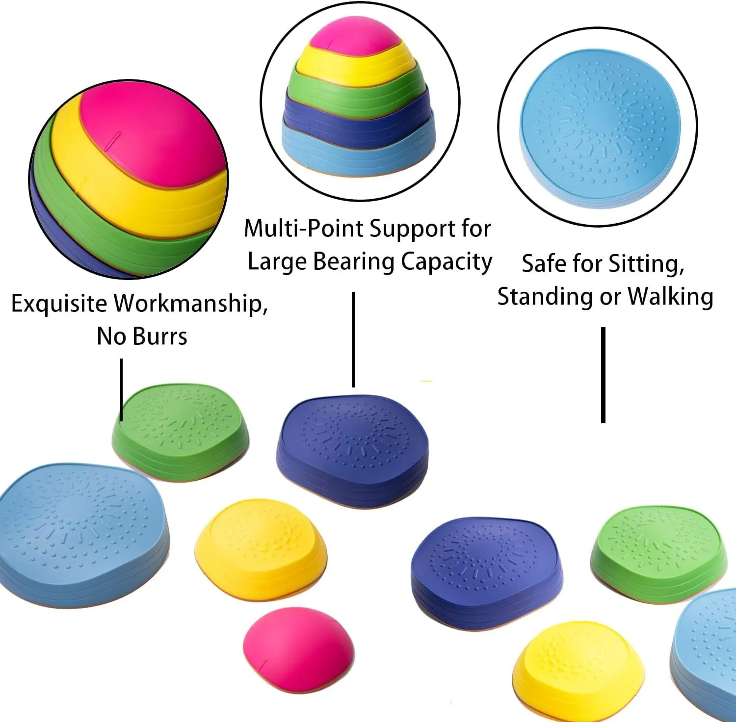 5pcs Stepping Stones for Kids, Plastic Balance Non-Slip Jumping Stones, Coordination Game Toys for Ages 3 4 5 6 7 8 Years