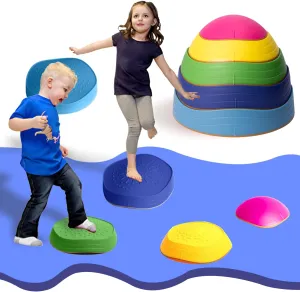 5pcs Stepping Stones for Kids, Plastic Balance Non-Slip Jumping Stones, Coordination Game Toys for Ages 3 4 5 6 7 8 Years