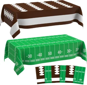 6 Pack Football Tablecloth Football Party Decorations Football Tablecloth Set 108 X 54Inch Disposable Plastic Table Cloth Football Table Cover Football Table Decorations for Birthday Party Favor