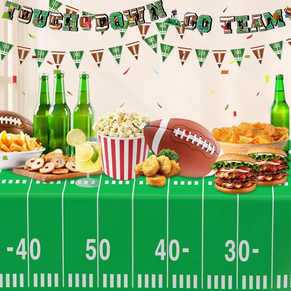 6 Pack Football Tablecloth Football Party Decorations Football Tablecloth Set 108 X 54Inch Disposable Plastic Table Cloth Football Table Cover Football Table Decorations for Birthday Party Favor
