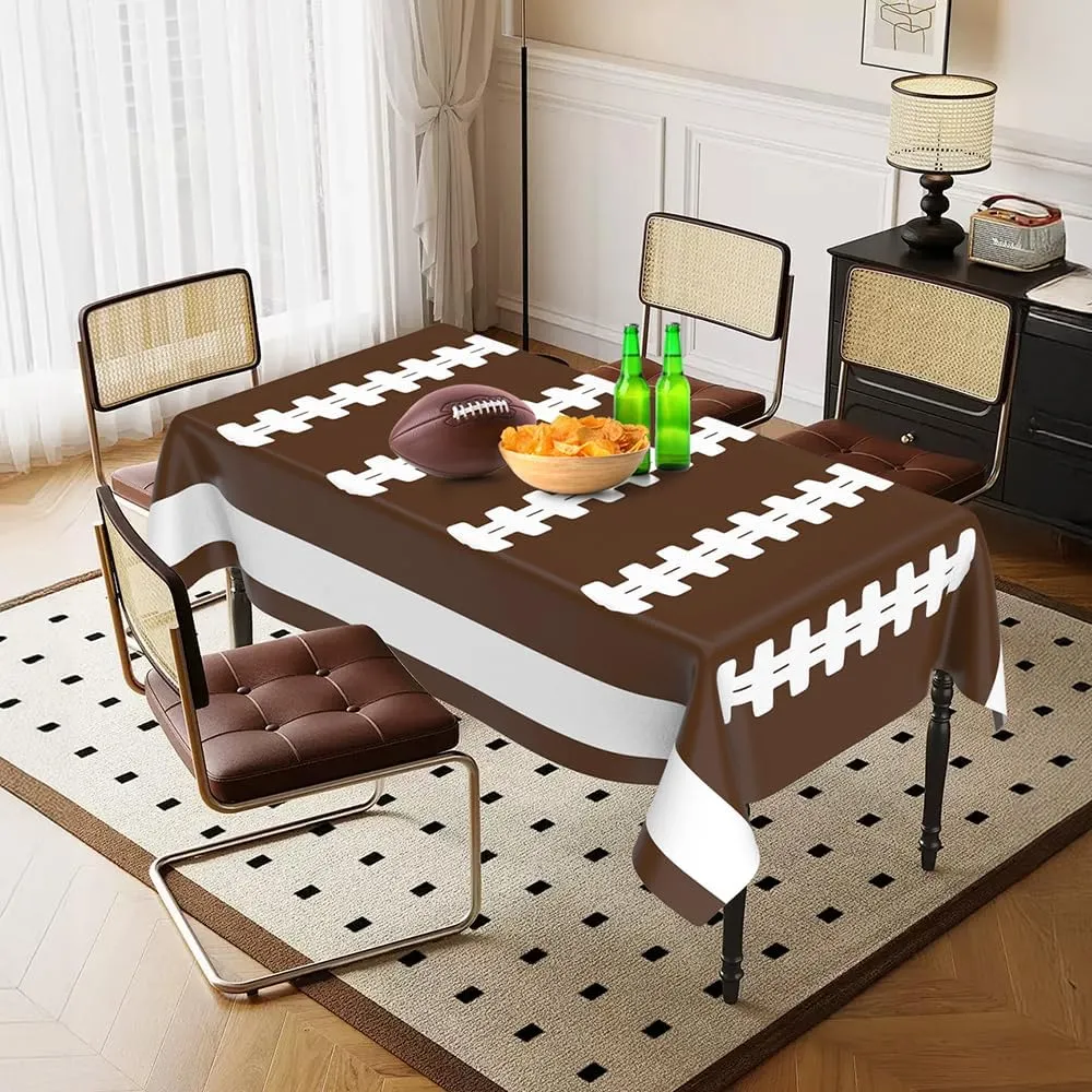 6 Pack Football Tablecloth Football Party Decorations Football Tablecloth Set 108 X 54Inch Disposable Plastic Table Cloth Football Table Cover Football Table Decorations for Birthday Party Favor