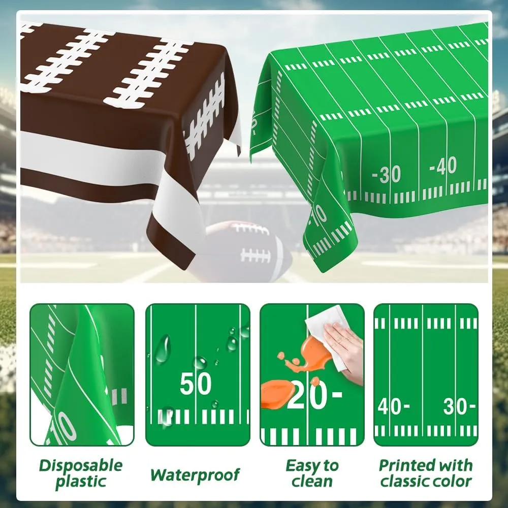 6 Pack Football Tablecloth Football Party Decorations Football Tablecloth Set 108 X 54Inch Disposable Plastic Table Cloth Football Table Cover Football Table Decorations for Birthday Party Favor