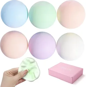 6 Pack Stress Balls for Adults - Handmade Pressure Relief Balls Crunchy & Squishy Stress Ball Set, Anxiety Relief Fidget Toys, Variety Textures, Stress Balls Bulk (Soft)
