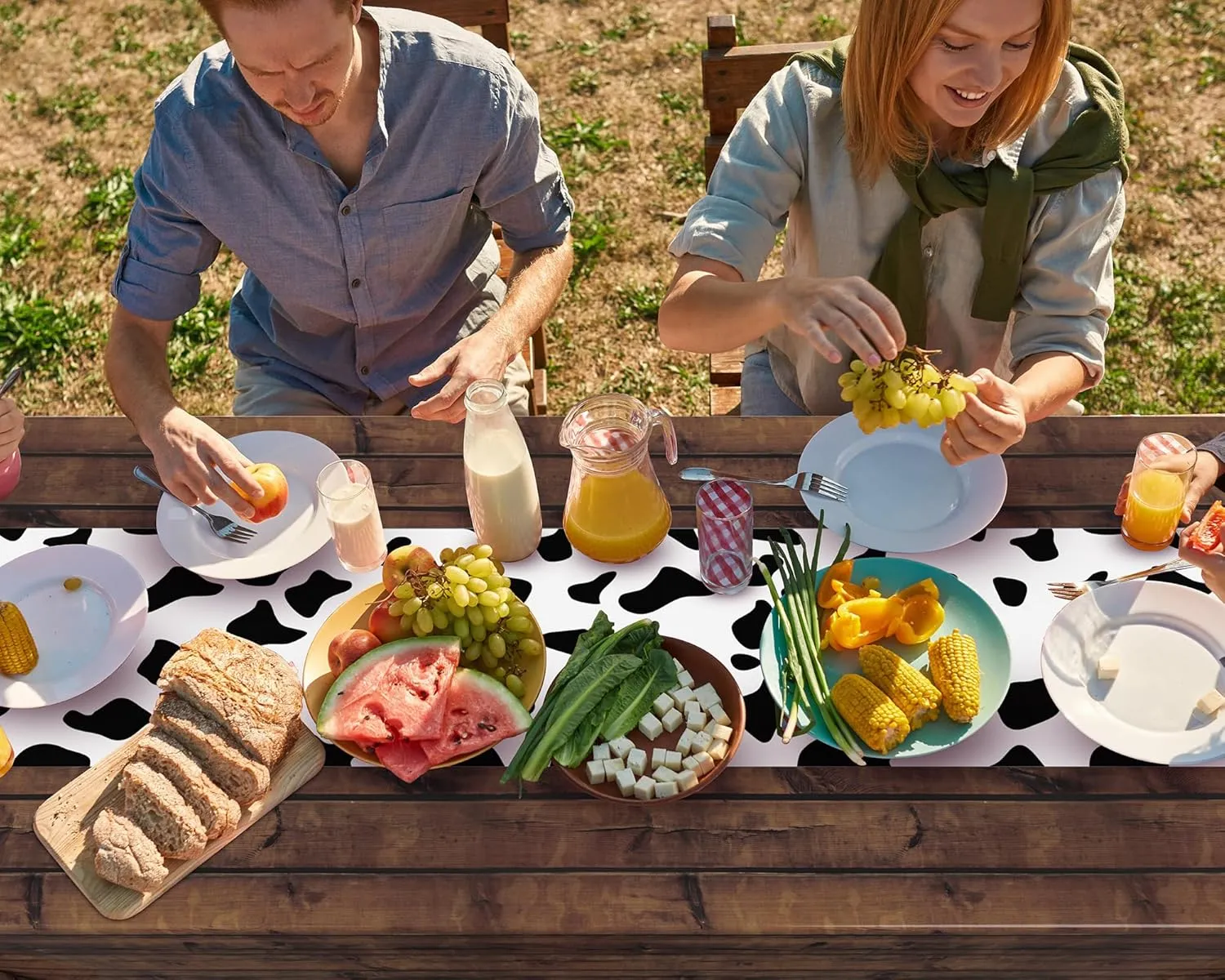 6 Pcs 54 x 108 Inch Cow Tablecloth for Party Decor Western Table Cloth Cowboy Print Plastic Rustic Table Runner Highland My First Rodeo Toys Farm Animal Holiday Story (Dark Khaki Pattern)
