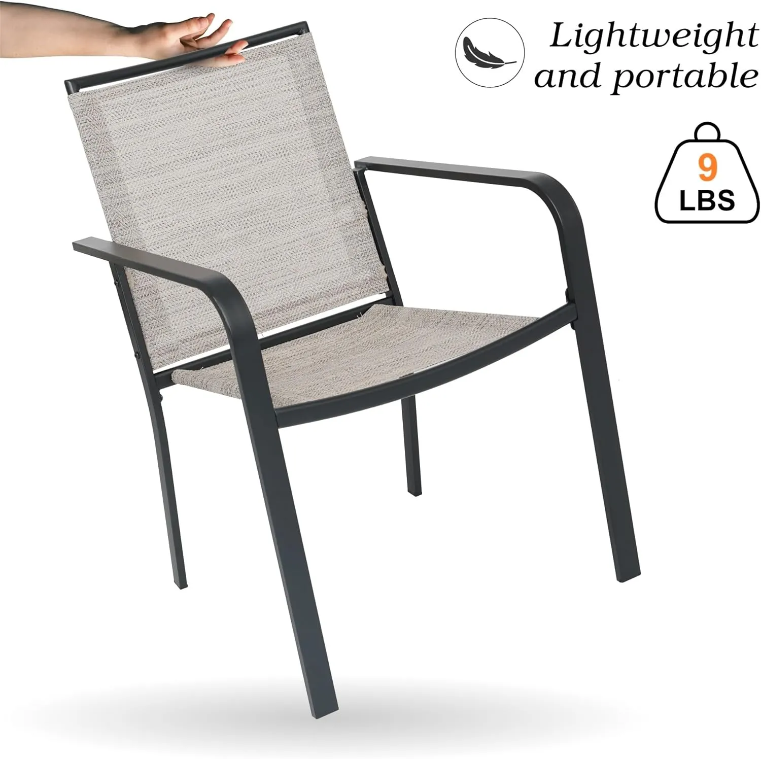 6 Piece Stackable Patio Dining Chairs Set - Beige