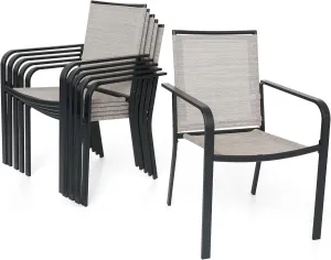 6 Piece Stackable Patio Dining Chairs Set - Beige