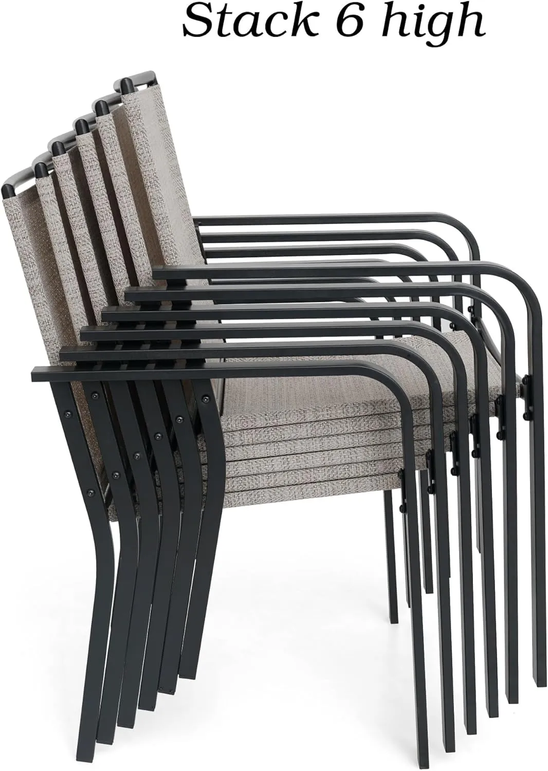 6 Piece Stackable Patio Dining Chairs Set - Beige