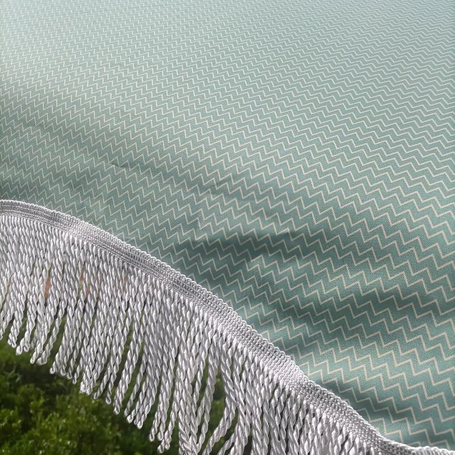 6.56ft/200cm Tiltable Beach Umbrella Open-air Terrace Large Garden Villa Table and Chair Matching Umbrella Patio Sunscreen Polyester Cloth - NO Base,Green-White Metal Umbrella Pole