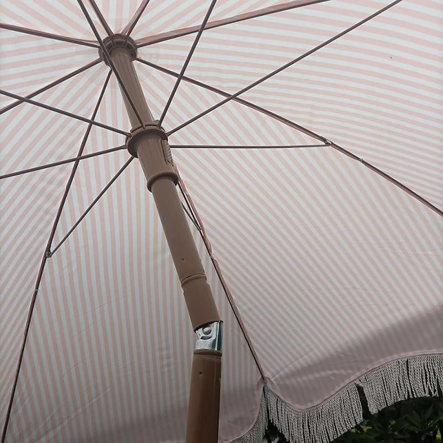 6.56ft/200cm Tiltable Beach Umbrella Open-air Terrace Large Garden Villa Table and Chair Matching Umbrella Patio Sunscreen Polyester Cloth - NO Base,Pink-Brown Metal Umbrella Pole