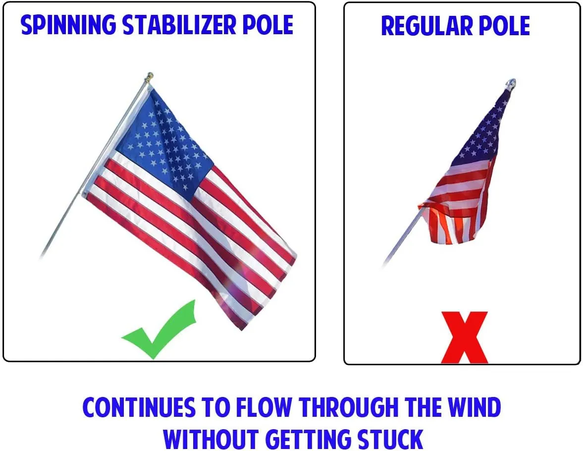 6ft Spinning Flag Pole – White