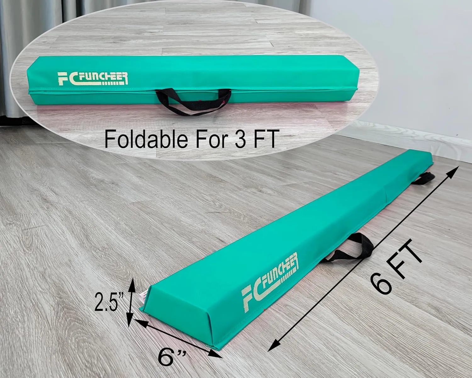 6FT/9FT Folding Balance Beam for Kids ages 3-15- Foldable Gymnastics Floor Beam,Anti-Slip ,Carrying Bag, Faux Suede Covered,EVA foam,Gymnastics Equipment for Kids Training At Home,School,Gym Center